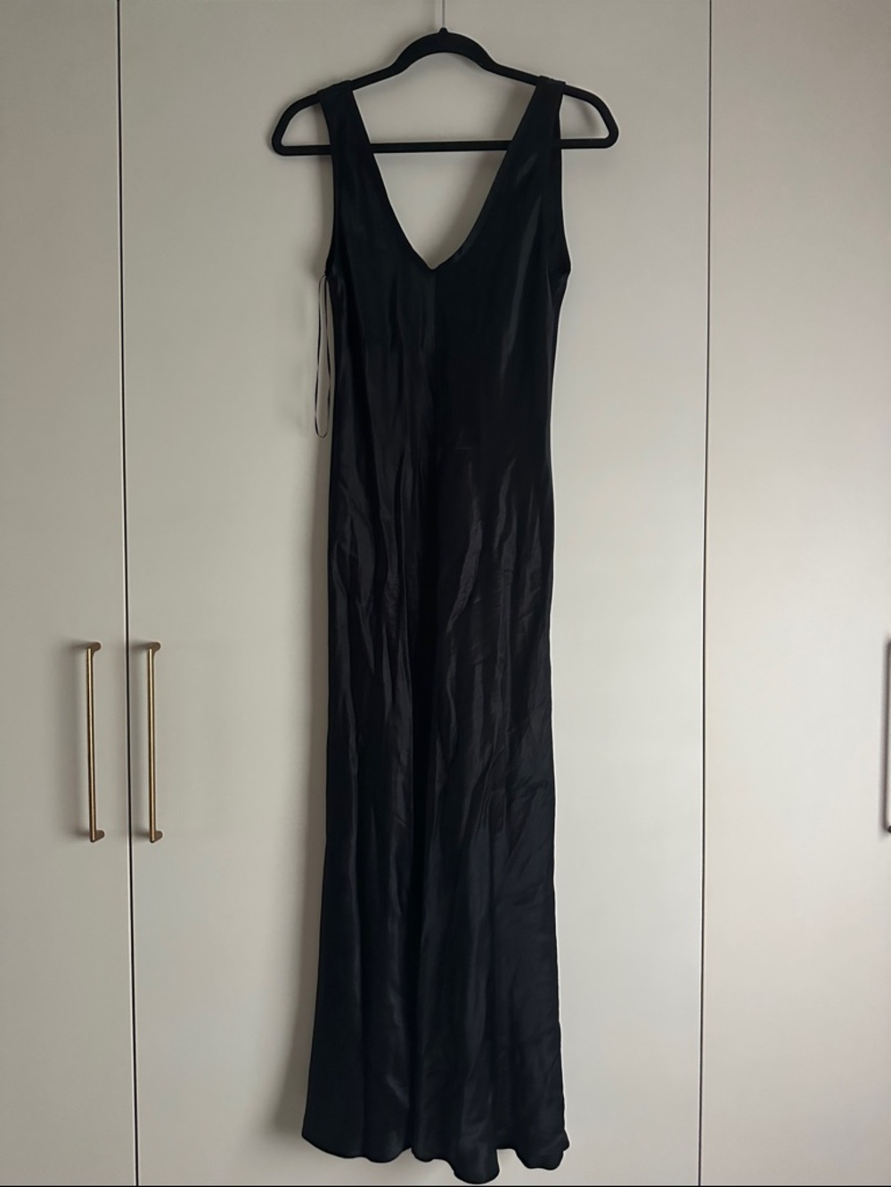 zara black satin dress